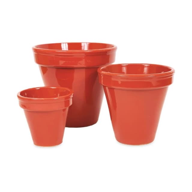 Verano Spanish Ceramics Dipped Green Hand Painted Set of 3 Outdoor Garden Classic Plant Pots (D) 16-29cm in Red Red Unisex