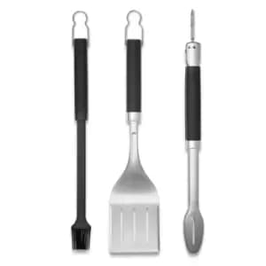 Weber Precision Silver, Black Rubber & Stainless Steel 3 Piece Barbecue Tool Set