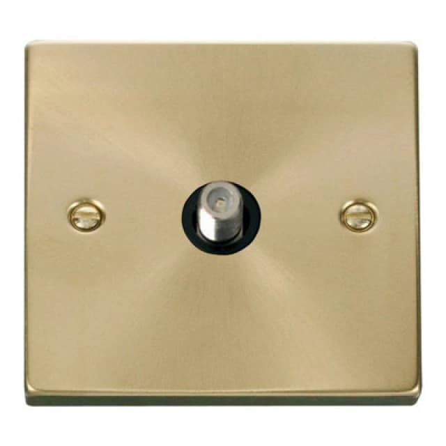 SE Home Satin / Brushed Brass Satellite Socket 1 Gang Gold