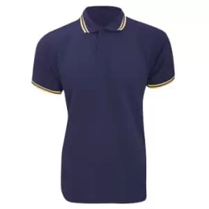 Kustom Kit Mens Tipped PiquA Short Sleeve Polo Shirt (XL) (Navy/Sun Yellow)