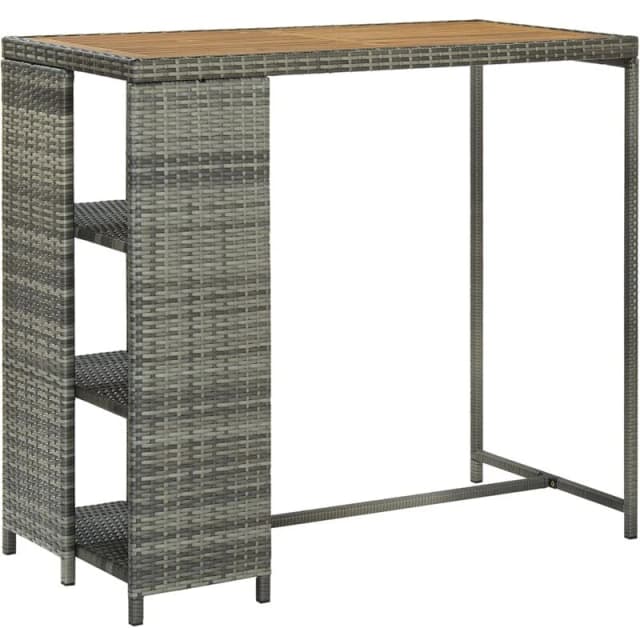 VIDAXL Vidaxl - Bar Table with Storage Rack Grey 120x60x110cm Poly Rattan 8720286146828