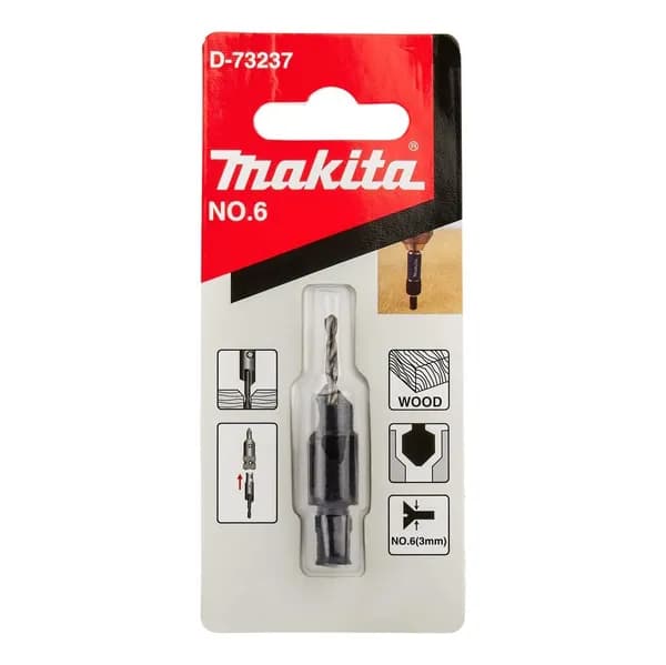 Makita Replacement 4 Way Countersink and Drill Bit D-73237 Size: Size 6