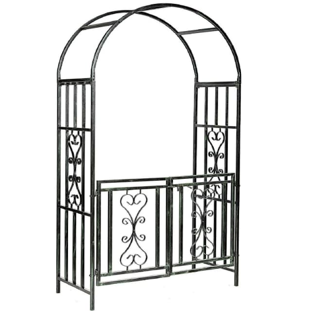 Gr8 Garden Black Metal Garden Gate Wedding Rose Arch Climbing Plant Trellis Black