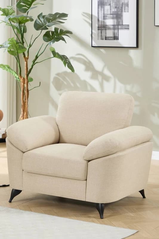 More4Homes Malmo Modern Scandi Style Fabric Living Room Chair (Beige)