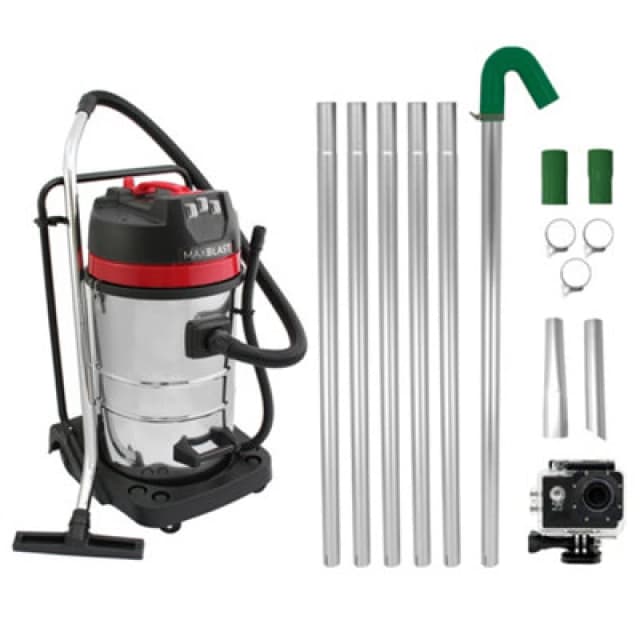 MonsterShop Gutter Cleaning System 80L Wet & Dry Industrial Hoover 24ft Vacuum Pole Kit