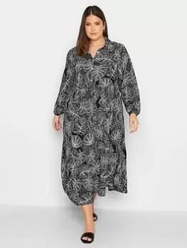 Yours Leaf Print Shirt Dress - Black, Size 18, Women