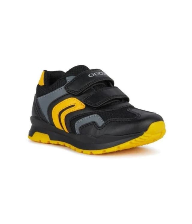 Geox Boys J PAVEL B Breathable Low Cut Trainers UK Size 1 (EU 33) Black/Yellow GEO067-BLKYW-1