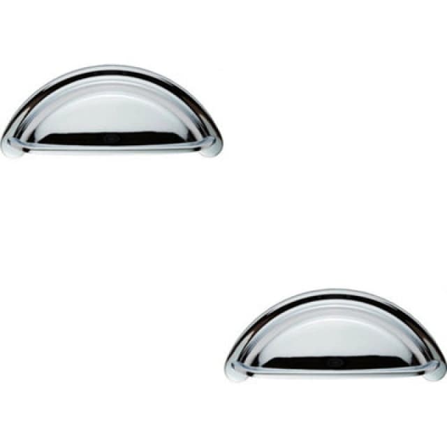 Loops 2x Cabinet Cup Pull Handle 94 x 41.5mm 76mm Fixing Centres Polished Chrome Multi unisex