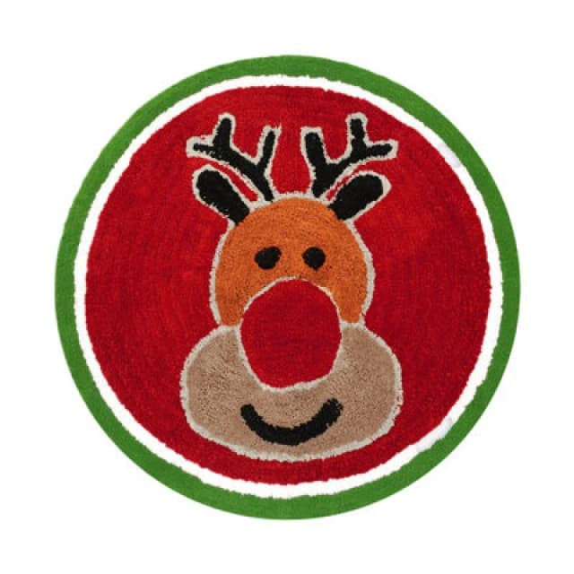 Allure Bath Fashions Christmas Tufted Rudolph Round Bath Mat