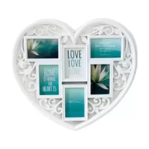 Wall Picture Photo Frame Heart Shaped White - TJ Hughes