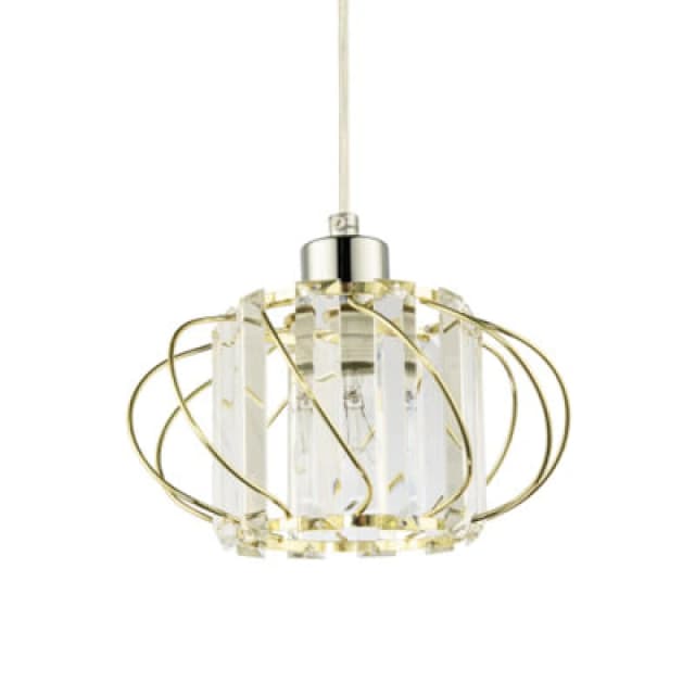 Happy Homewares Modern Pendant Lamp Shade With Clear Acrylic Rectangular Prims And Gold Frame