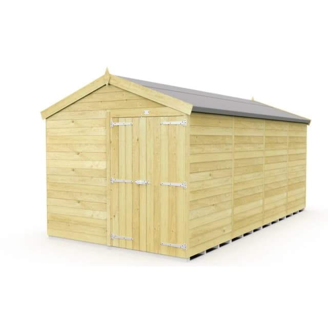 Buttercup Farm 8 x 16 Feet Apex Shed - Double Door W/O Window - L472 x W231 x H217cm in Brown Brown Unisex