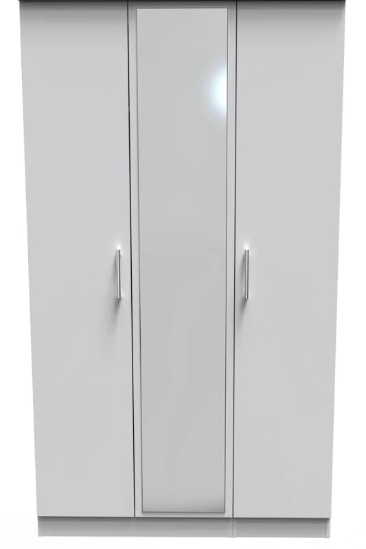 Ready Assembled 2 U Cornwall Triple Mirror Wardrobe (Ready Assembled) in Light Grey Light Grey Unisex