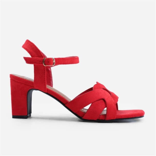 Where's That From 'Elspeth' Low Block Heel With Braided Detail Red