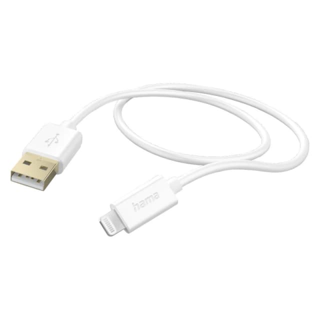 Hama Hama USB charging cable USB 2.0 Apple Lightning plug, USB-A plug 1.50 m White 00201581 00201581