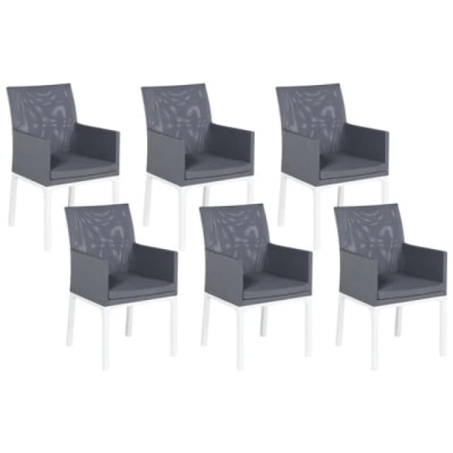 Beliani Set Of 6 Garden Chairs Bacoli Fabric Dark Grey