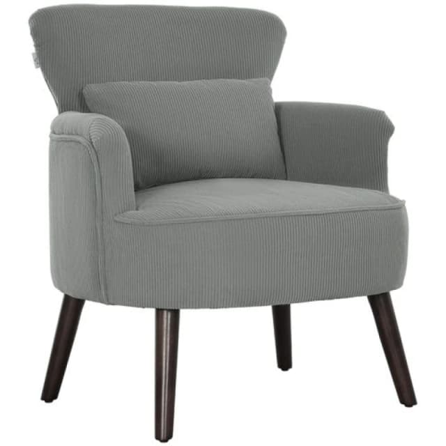 HOMCOM Armchair with Padded Seat and Backrest for Living Room, Light Grey Light Grey
