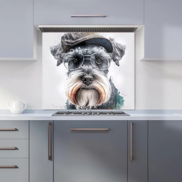 Warren Reed - Designer Miniature Schnauzer Dog Splashart Kitchen Splashback Size: 600mm x 750mm Multicolor Unisex 600mm x 750mm