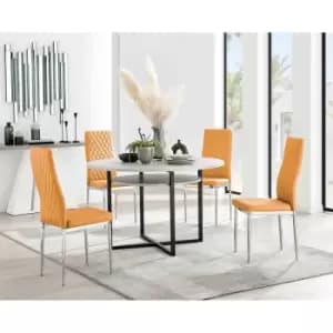 Furniture Box Adley Grey Concrete Effect Storage Dining Table and 4 Mustard Milan Chrome Leg Chairs