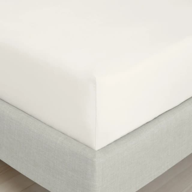 Bianca 200TC Cotton Percale Extra Deep Fitted Sheet Cream unisex Double