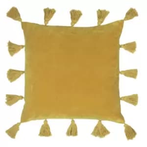 Medina Velvet Tasselled Cushion Ochre