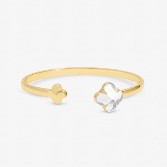 Jon Richard Gold Polished and Crystal Clover Bangle Chain Bracelets One Size Gold 71634110000