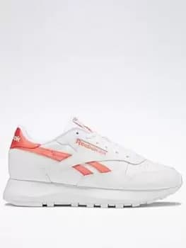 Reebok Classic Leather Sp Shoes, White/Orange, Size 4, Women