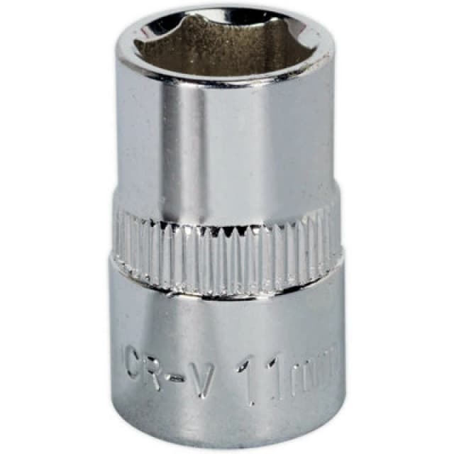 Loops 11mm Forged Steel Drive Socket - 3/8" Square Drive - Polished Chrome Vanadium Metallics