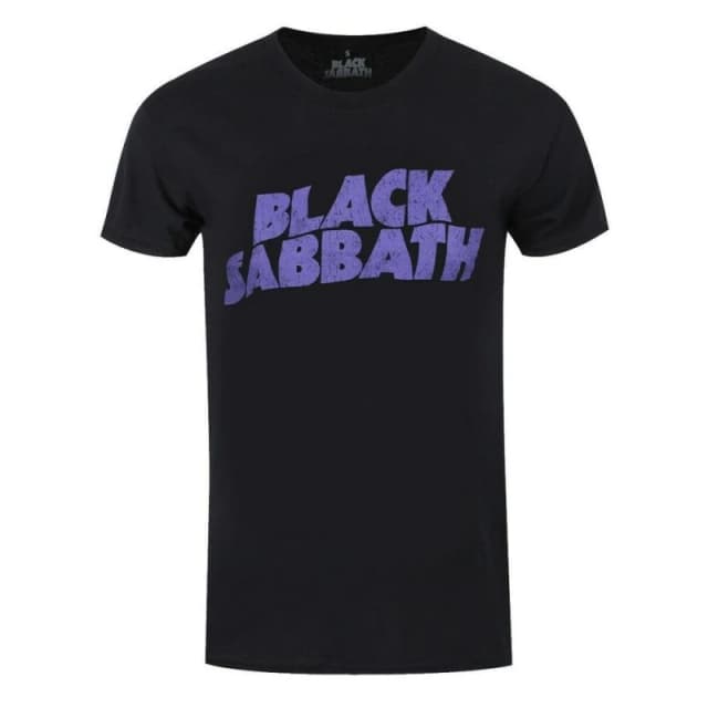 Black Sabbath Black Sabbath Men Wavy Logo T-Shirt in Black Size: Small Black S Male 5063238418707