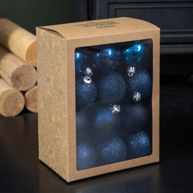 Samuel Alexander Set Of 24 60mm Shatterproof Christmas Tree Baubles In Midnight Blue