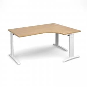 TR10 Deluxe Right Hand Ergonomic Desk 1600mm - White Frame Oak Top