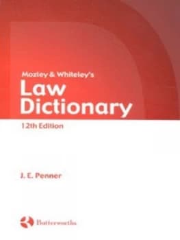 Mozley and Whiteleys Law Dictionary by J. E Penner Paperback