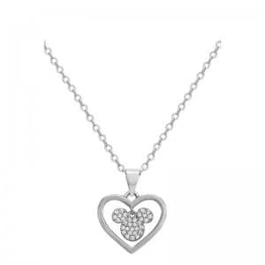 Disney Mickey Mouse Silver Plated CZ Heart Pendant