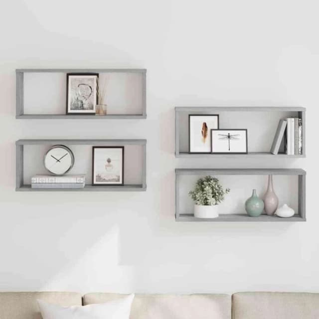 VIDAXL Wall Cube Shelves 4 pcs Grey Sonoma 60x15x23cm Engineered Wood Vidaxl 8720286956083