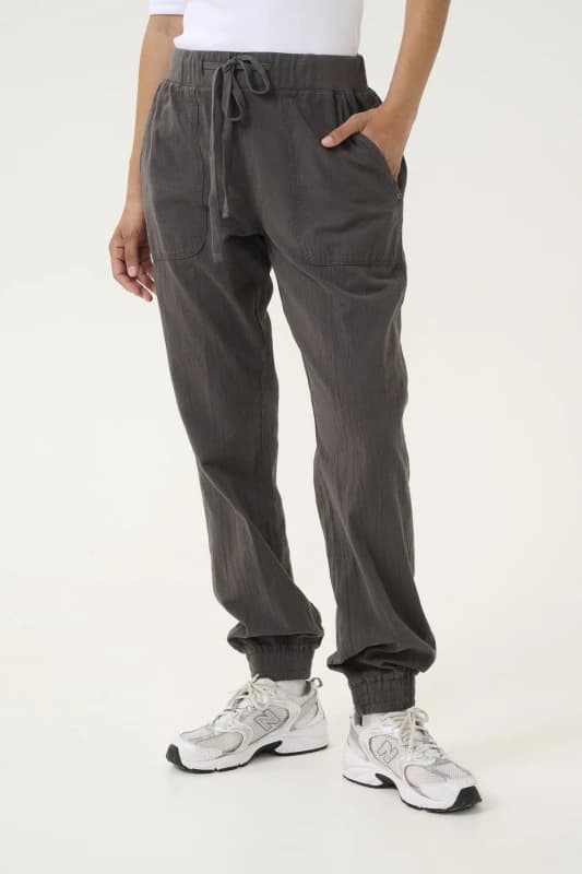Kaffe Womens Naya Cotton Sweat Joggers in Dark Grey Size: 12 Dark Grey Female 12