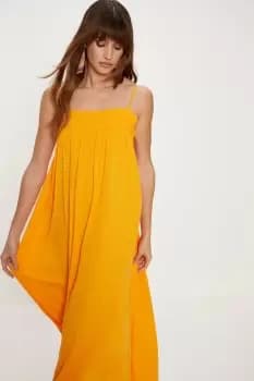 Strappy Frill Crinkle Midi Dress