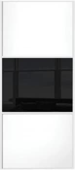 Wickes Sliding Wardrobe Door Wideline White Panel and Black Glass - 2220 x 914mm