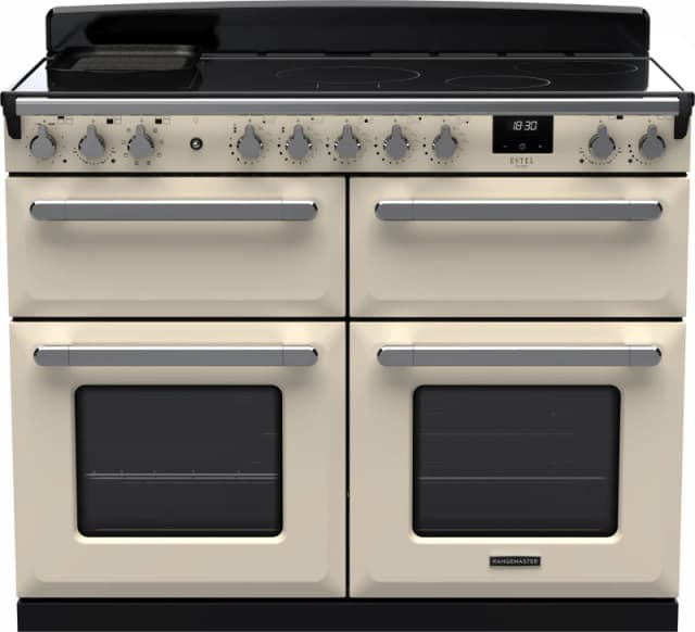 Rangemaster Estel Deluxe ESDLB110EIPPCR/CM1 110cm Electric Range Cooker with Induction Hob - Cream / Chrome - A Rated