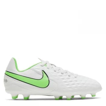 Nike Junior Tiempo 8 Club Firm Ground Football Boot - White/Green, Size 3