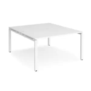 Bench Desk 2 Person Starter Rectangular Desks 1400mm White Tops With White Frames 1600mm Depth Adapt