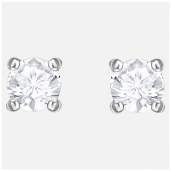 Swarovski Attract Rhodium plated White Round Stud Jewellery