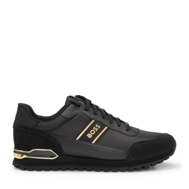 BOSS Parkour Ripstop/suede Lace Runners - Black/gold, Black/Gold, Size 10, Men Black/Gold W0Y59 Male 10