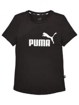 Puma Girls Essential Short Sleeve T-Shirt - Black, Size 15-16 Years, Women