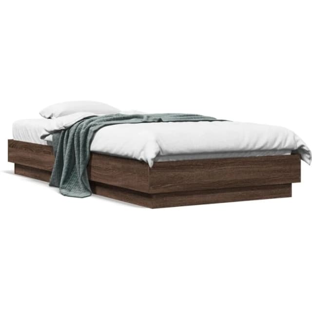 VIDAXL Vidaxl - Bed Frame without Mattress with LED Lights Brown Oak 90x190cm Single 8721012285989