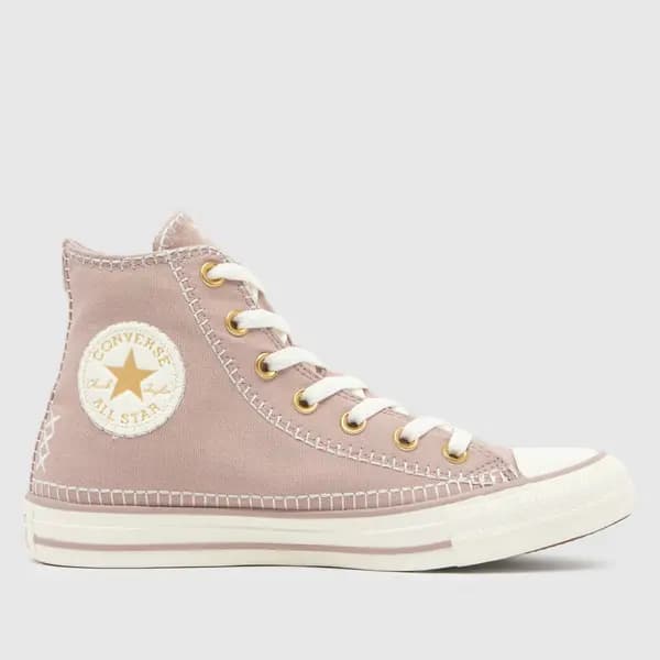 Converse all star hi craft stitch trainers in taupe Beige UK 5
