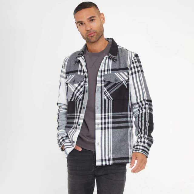 Threadbare Checked Long Sleeve 'Saint' Shacket Black
