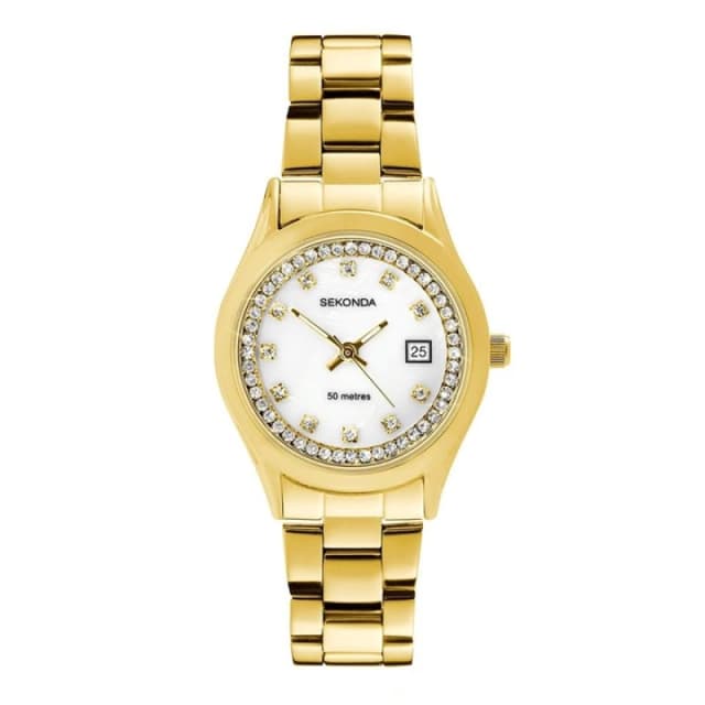 40716 Sekonda Gold Coloured Bracelet Stone Set Case Watch - W32462