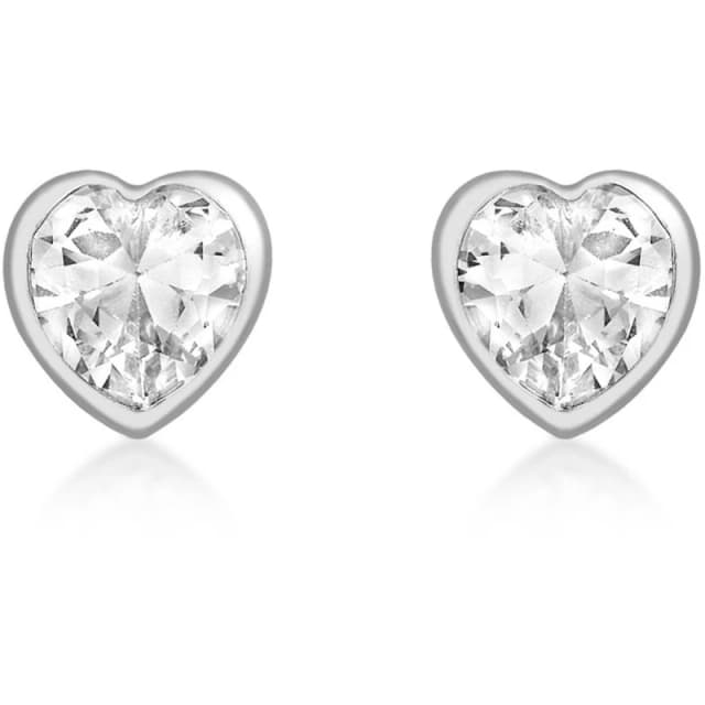 Be You 9ct White Gold CZ Heart Studs Silver female One Size