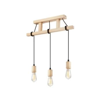 Lamkur Lighting - Leon Industrial Bar Pendant Ceiling Light Natural, 3x E27