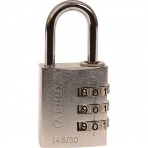 Abus 145 Series Aluminium Combination Padlock 30mm Silver Standard